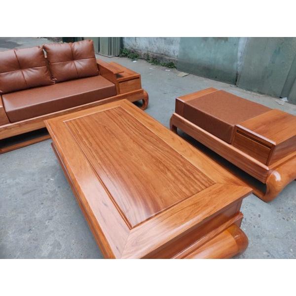 Sofa 2 Văng Đùi Gà Gỗ Gõ Đỏ