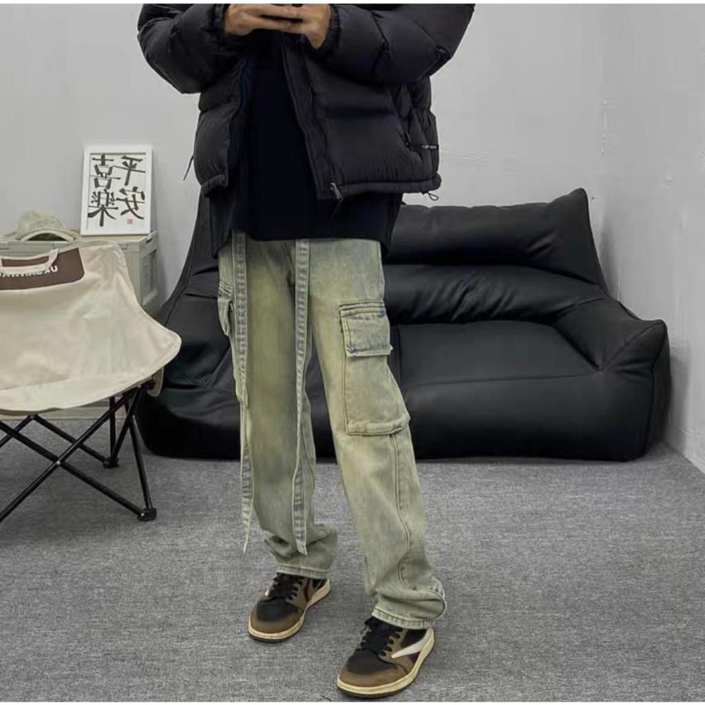Quần jean cargo pant ống rộng unisex , cargo pants cạp thấp nam nữ , quần túi hộp phong cách y2k - gin store