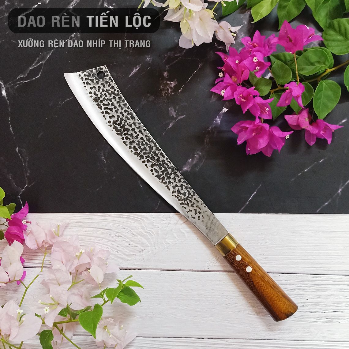 Bộ Dao Nhà Bếp Thép Nhíp Cao Cấp - 5 Dao Chặt Cây, Chặt Xương, Thái Lọc Thịt - Cán Gỗ Cẩm