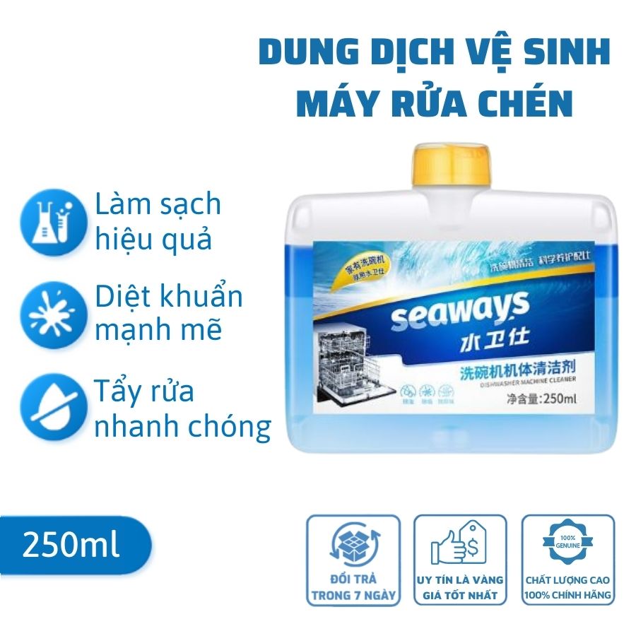 Dung dịch vệ sinh máy rửa chén bát Seaways dùng cho mọi loại máy rửa chén, chai 250ml