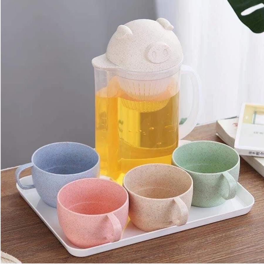 BỘ BÌNH NƯỚC KÈM 4 CỐC NHỰA LÚA MẠCH