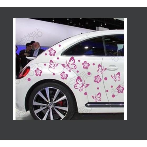 Decal trang trí tường / Xe - Bướm Hồng