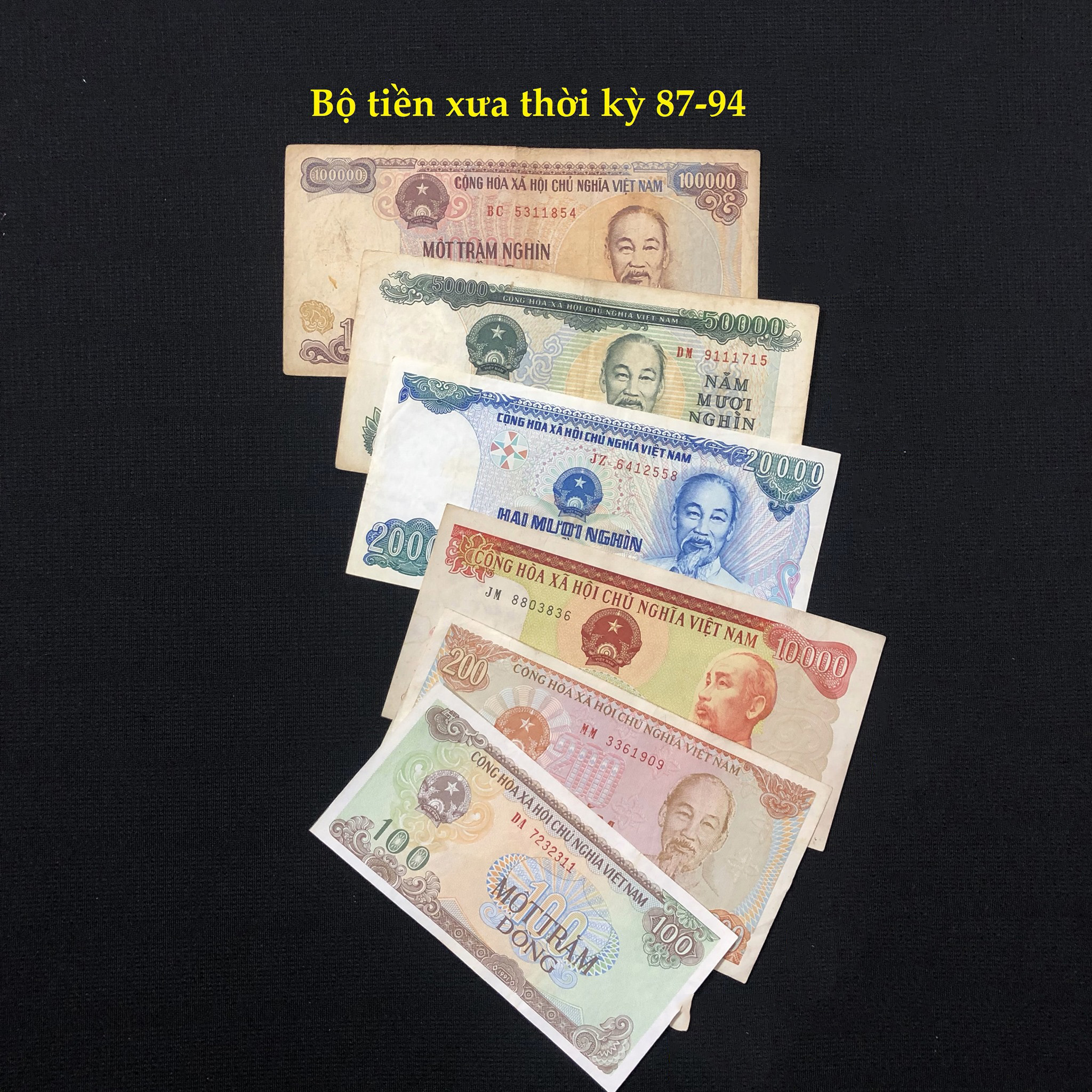 Bộ tiền giấy Việt nam xưa 6 tờ 100 200 đồng 10 20 50 100 ngàn đồng năm 1987-1994, tặng kèm bao lì xì - The Merrick Mint
