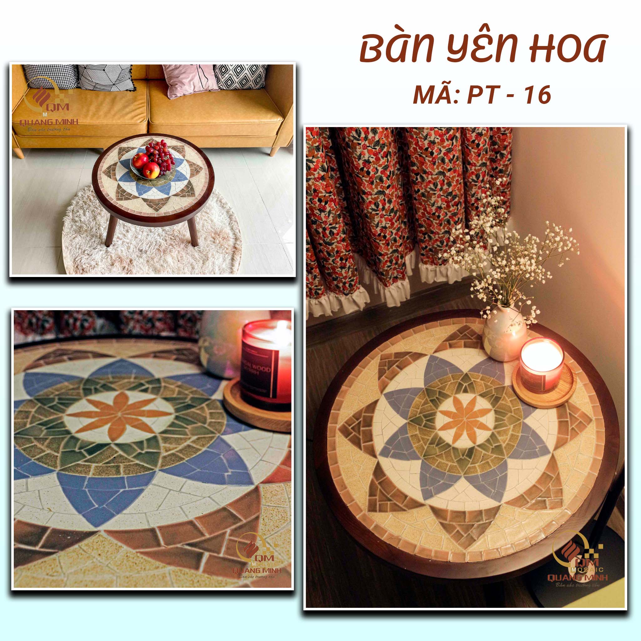 Bàn trà gốm Yên hoa- BT16