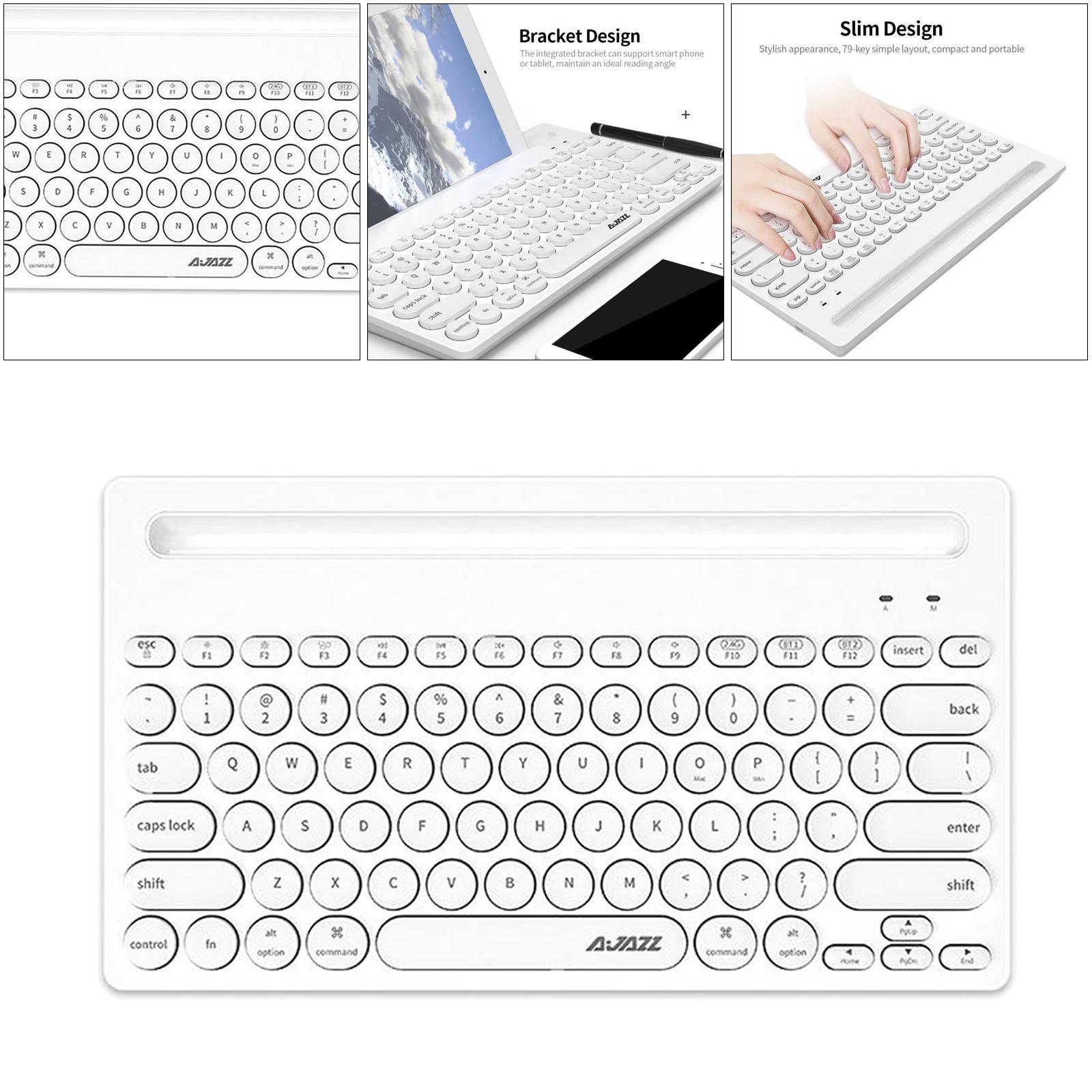 Gaming 2.4G Wireless BT Dual-mode Keyboard 79 Keys Retro Round Key Plug&play