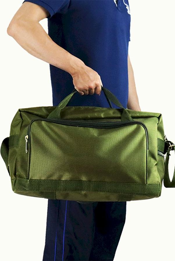 Túi xách du lịch vải bố xanh rêu cao cấp AH size trung (44 x 17 x 25)