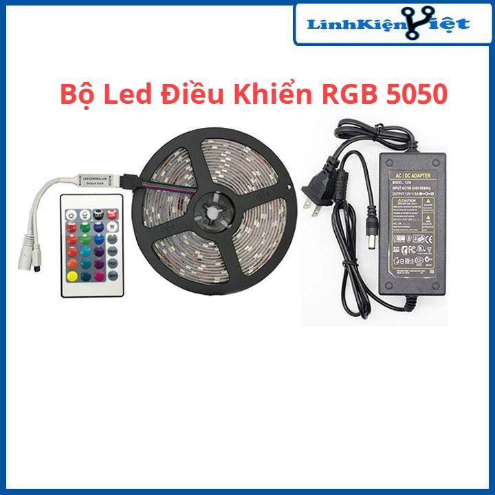 Bộ led dây đổi màu có điều khiển RGB 5050 kèm nguồn