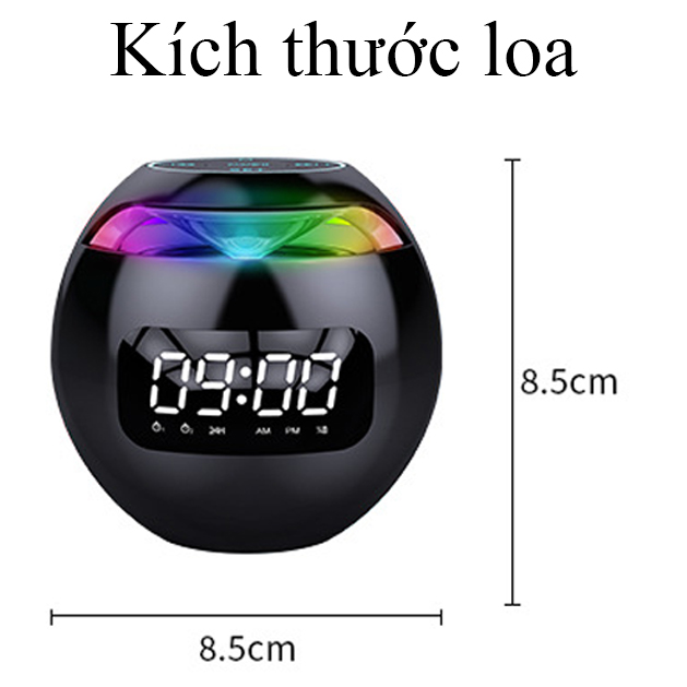 Loa mini bluetooth kiêm đồng hồ báo thức, đèn LED, dung lượng pin 2000mAh hỗ trợ thẻ nhớ mở rộng - k1306