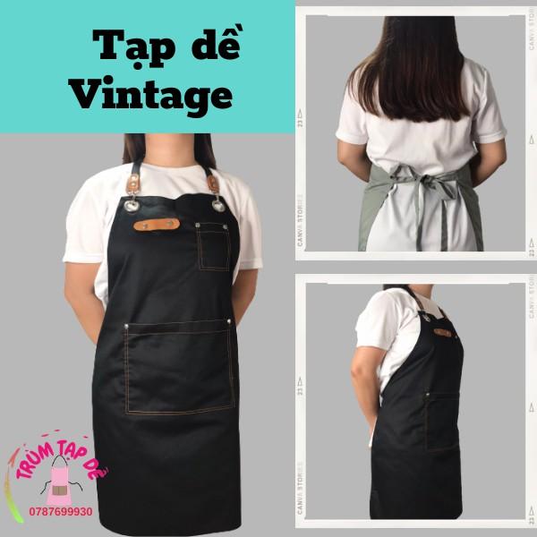 Tạp dề phục vụ phong cách Vintage vải kaki dành cho nam nữ phục vụ