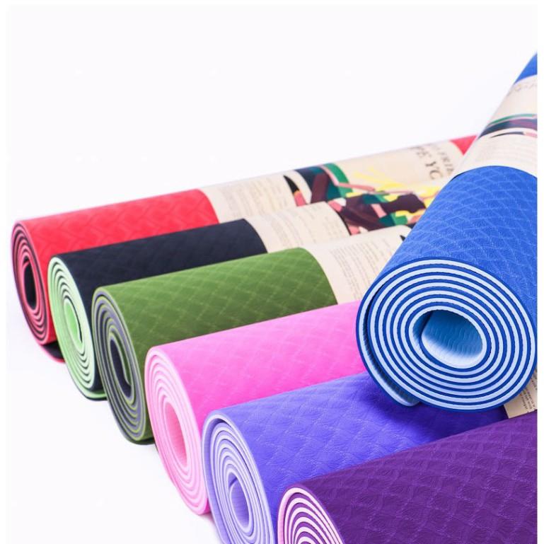 Thảm tập YOGA, GYM 6mm. Chống trượt tập thể dục tpe 2 lớp không mùi, Hàng có bảo hành