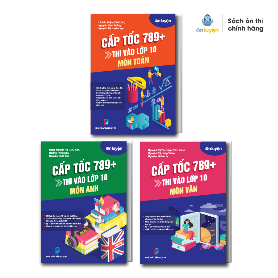 Sách thi vào 10 - Combo 2 cuốn Cấp tốc 789+ môn Toán, Anh