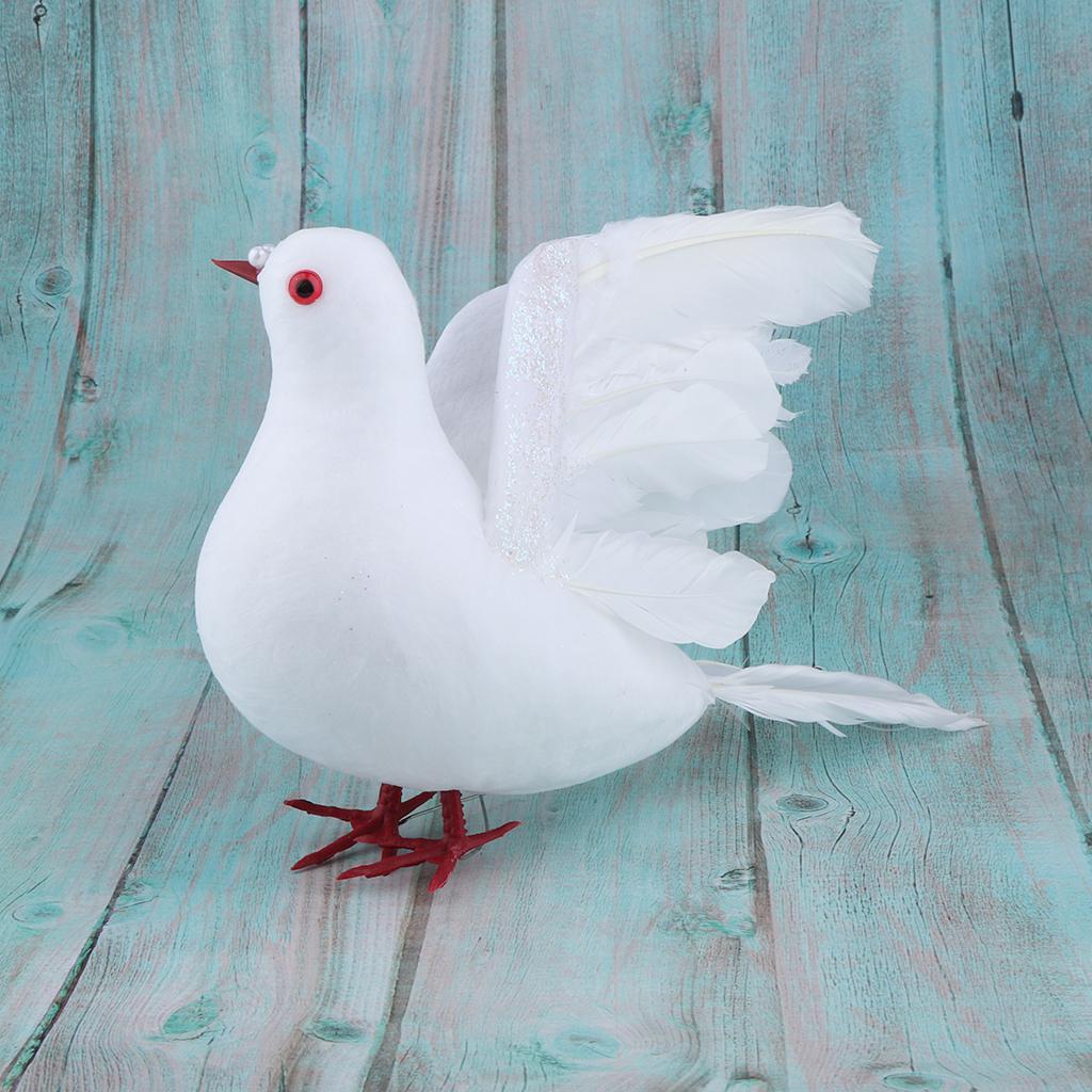 2 Xwhite Nhân Tạo Bọt Chim Bay Pigeon Chim Bồ Câu Nhà Vật Trang Trí