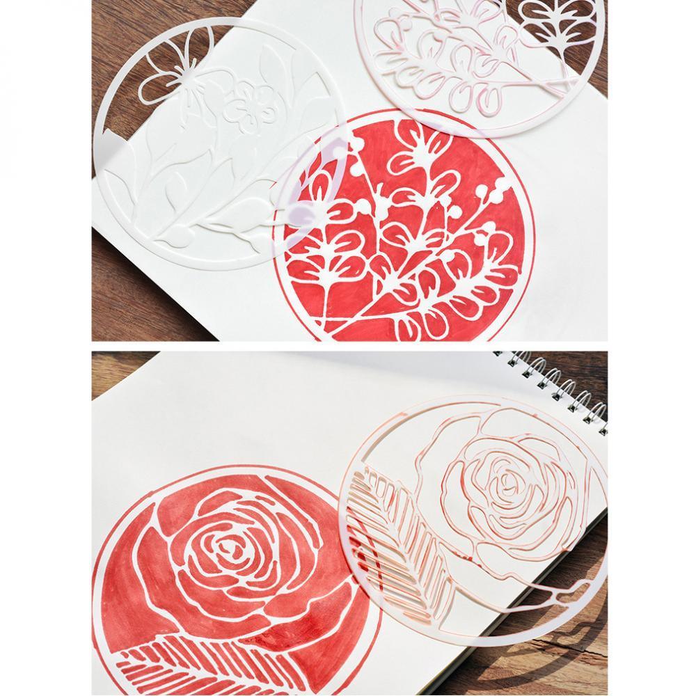 8pc Art Supply Drawing Template Flower Shape Drawing Stencil For DIY Craft
