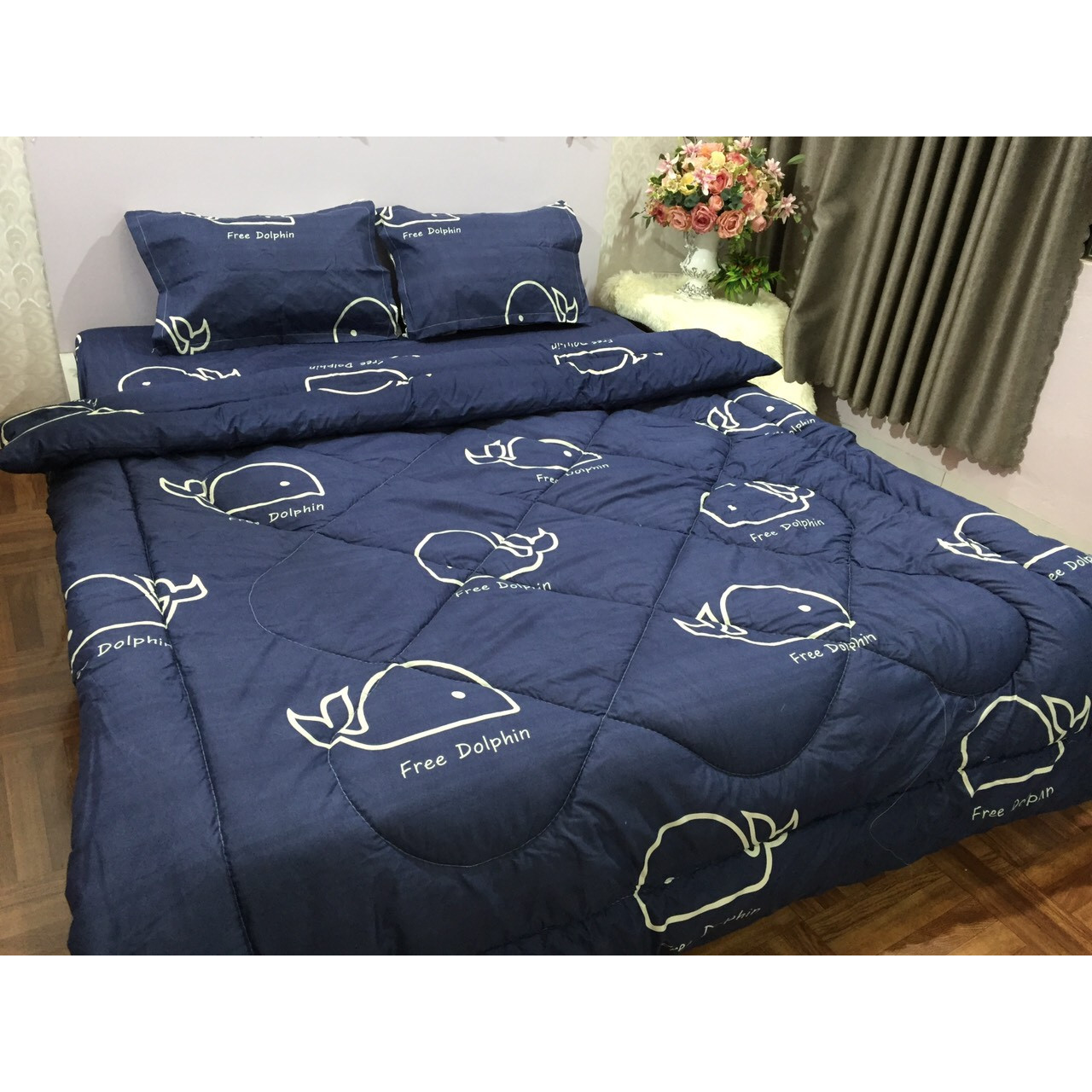 CHĂN PHAO COTTON POLY 1M8X2M - CÁ ĐEN