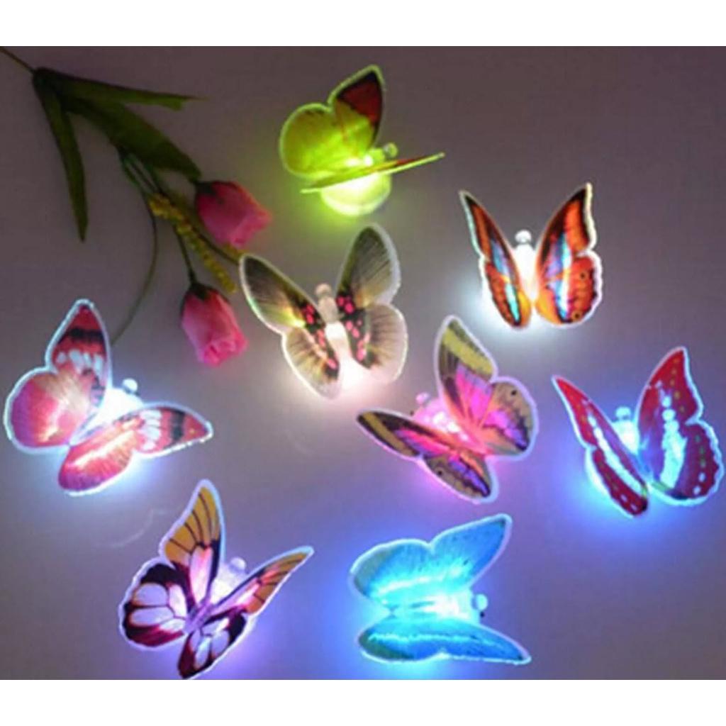 Đèn Led Hình Bướm ban đêm Phát Sáng Đầy Màu Sắc Miếng Dán Đèn Trang Trí sử dụng Bằng Pin Trang trí cho phòng ngủ