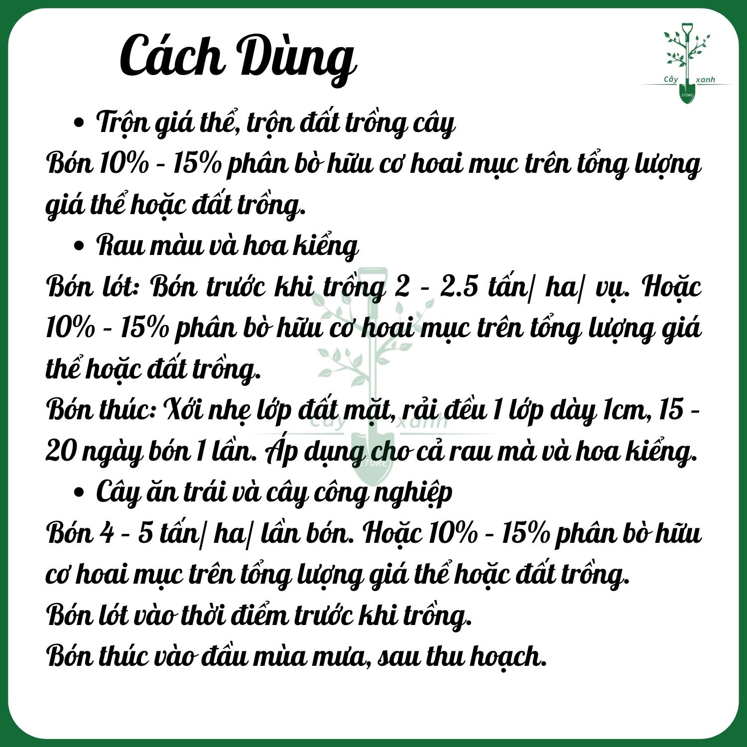 Phân bò ủ vi sinh SFARM đã qua xử lý - Kích rễ, Kích hoa, Đẹp hoa, Đẹp quả - Túi 5kg - Cây Xanh Store