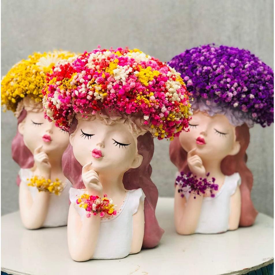 Lọ hoa decor mẫu bình hoa cô gái trang trí nhà cửa cắm hoa khô, trồng sen đá, lọ hoa xinh xắn decor. làm quà tặng