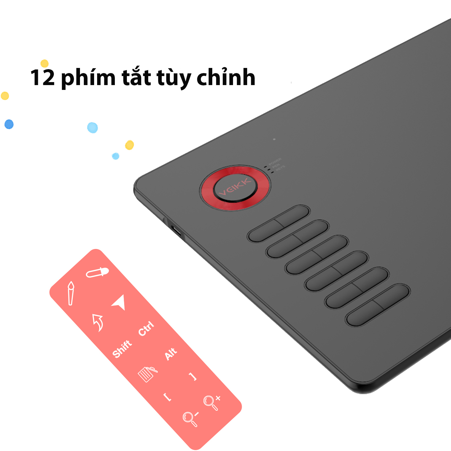 Bảng Vẽ Điện Tử VEIKK A15 Android 12 Phím Tắt Bút Không Sạc - Hàng Chính Hãng