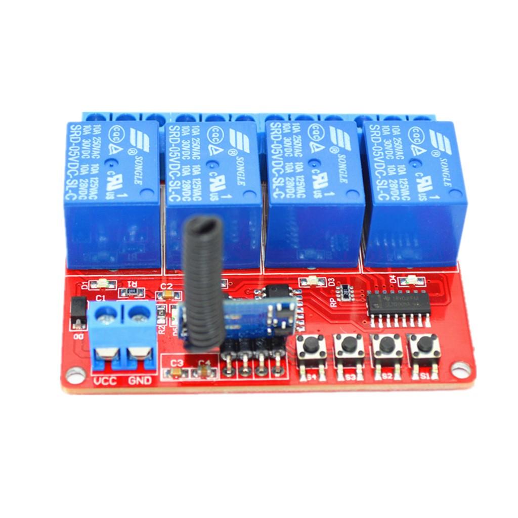 5V 4-Channel 433M 4-Button RF 30m Remote Control Switch + Receiver Module