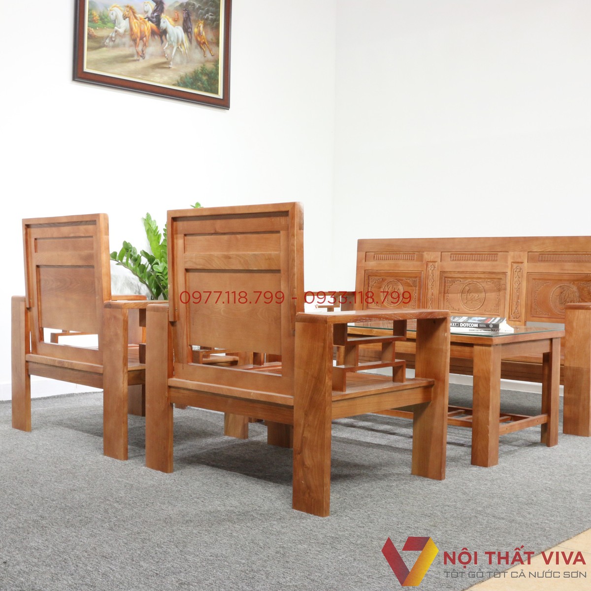 Bộ Bàn Ghế Sofa Gỗ Sồi Nga Chạm Phú Quý Đẹp Giá Rẻ