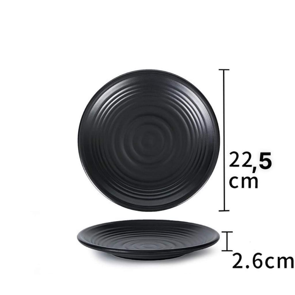 Đĩa Nhựa Phíp Melamine Tròn Đen Nhám đủ size nhỏ