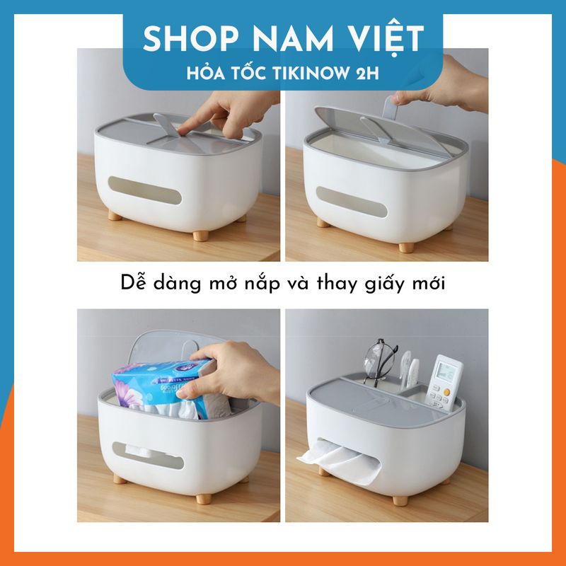 Hộp Đựng Khăn Giấy 3 Ngăn Đa Năng