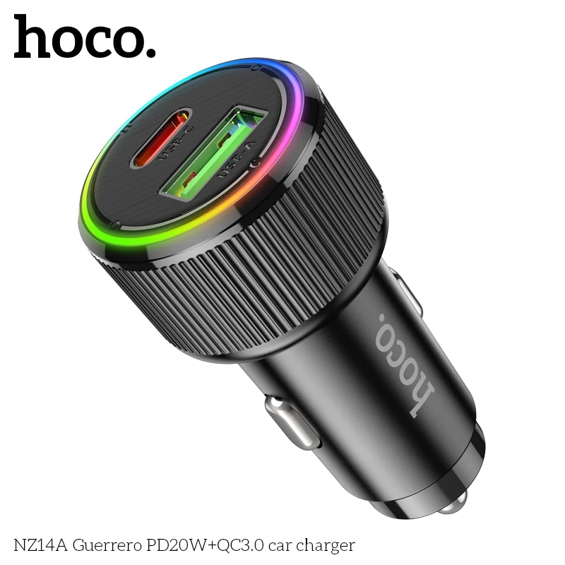 Tẩu sạc 20W (Type C + USB) Hoco NZ14a sạc nhanh cho điện thoại Samsung/ iP/ Xiaomi _ Hàng chính hãng