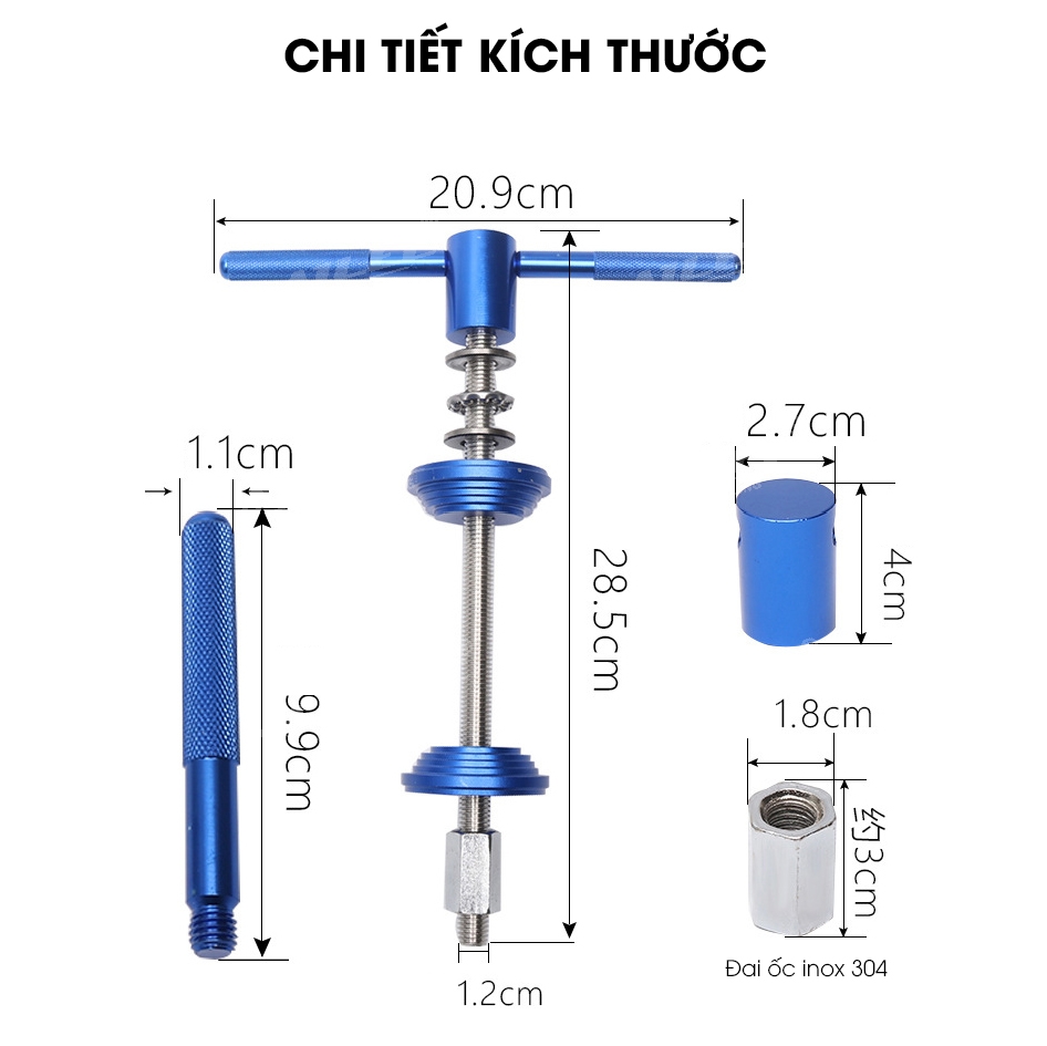 Dụng cụ tháo lắp bấm chén ép cổ xe đạp BB-2101, cho bát phốt, ép cốt trục giữa trục đạp CNC - Mai Lee