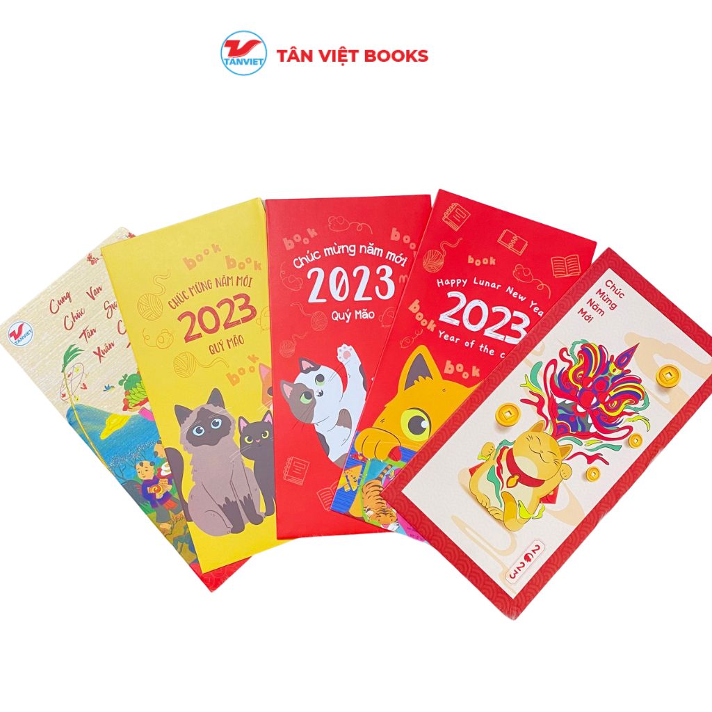 [GIFT] Set 5 phong bao lì xì Tết Quý Mão 2023 do Tân Việt Books thiết kế độc quyền