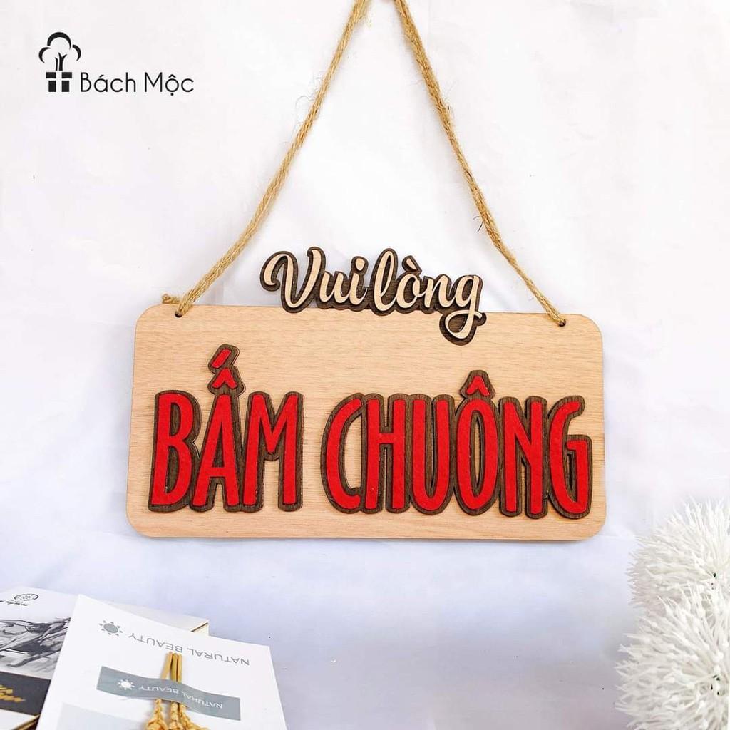 Bảng gỗ vui lòng gõ cửa, bấm chuông, đóng cửa mẫu đẹp (bảng gỗ trang trí + quà tặng