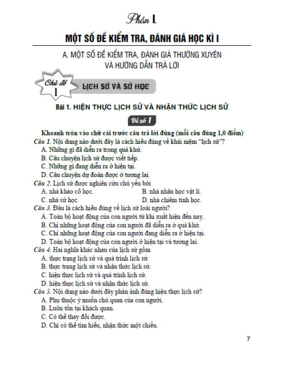 Sách - Đề kiểm tra, đánh giá lịch sử 10