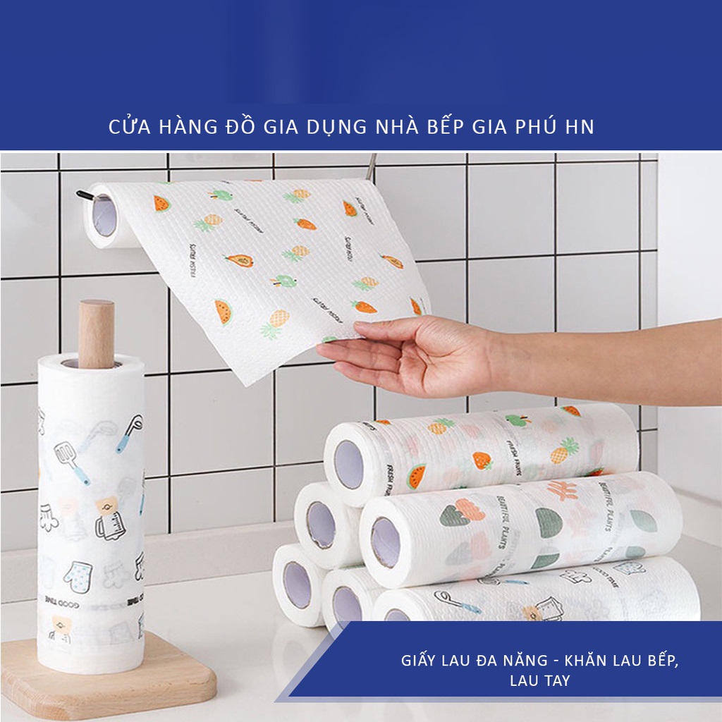 Khăn giấy lau đa năng lau bếp, lau tay cuộn trắng có thể giặt được và tái sử dụng cỡ 20cm