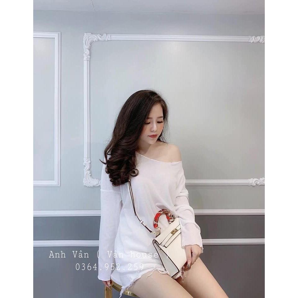 Hình ảnh (ảnh thật) áo lệch vai chất cotton giấy xinh