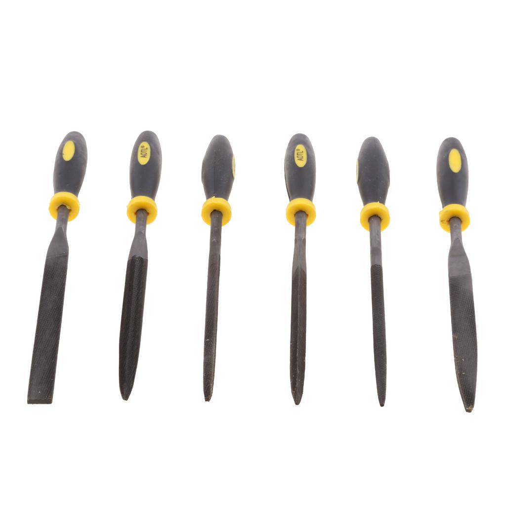 6Pc Steel Rasp Neecle File Set Jeweler Wood Carving Tool Rubber Handle