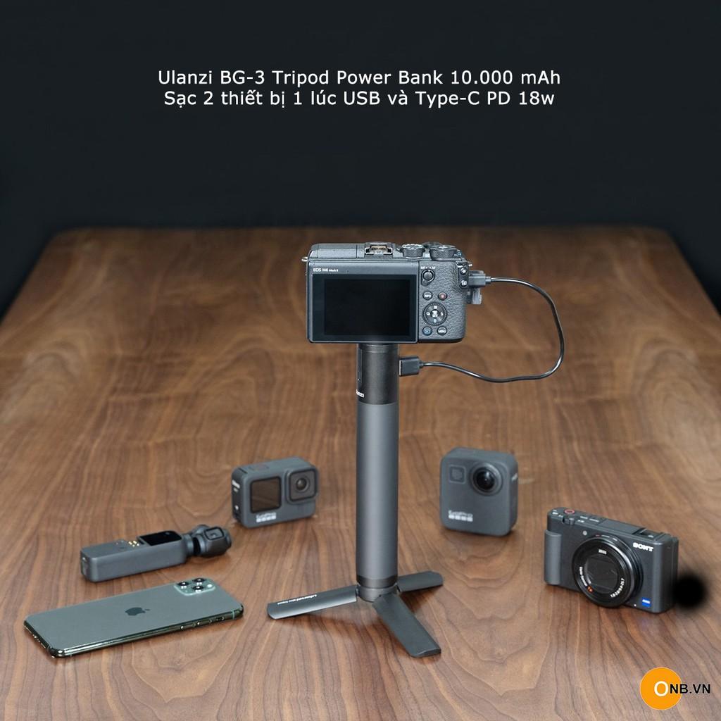 Ulanzi BG-3 10000mAh PowerBank - Gậy sạc USB và Type-C PD 18W - Hàng Chính Hãng