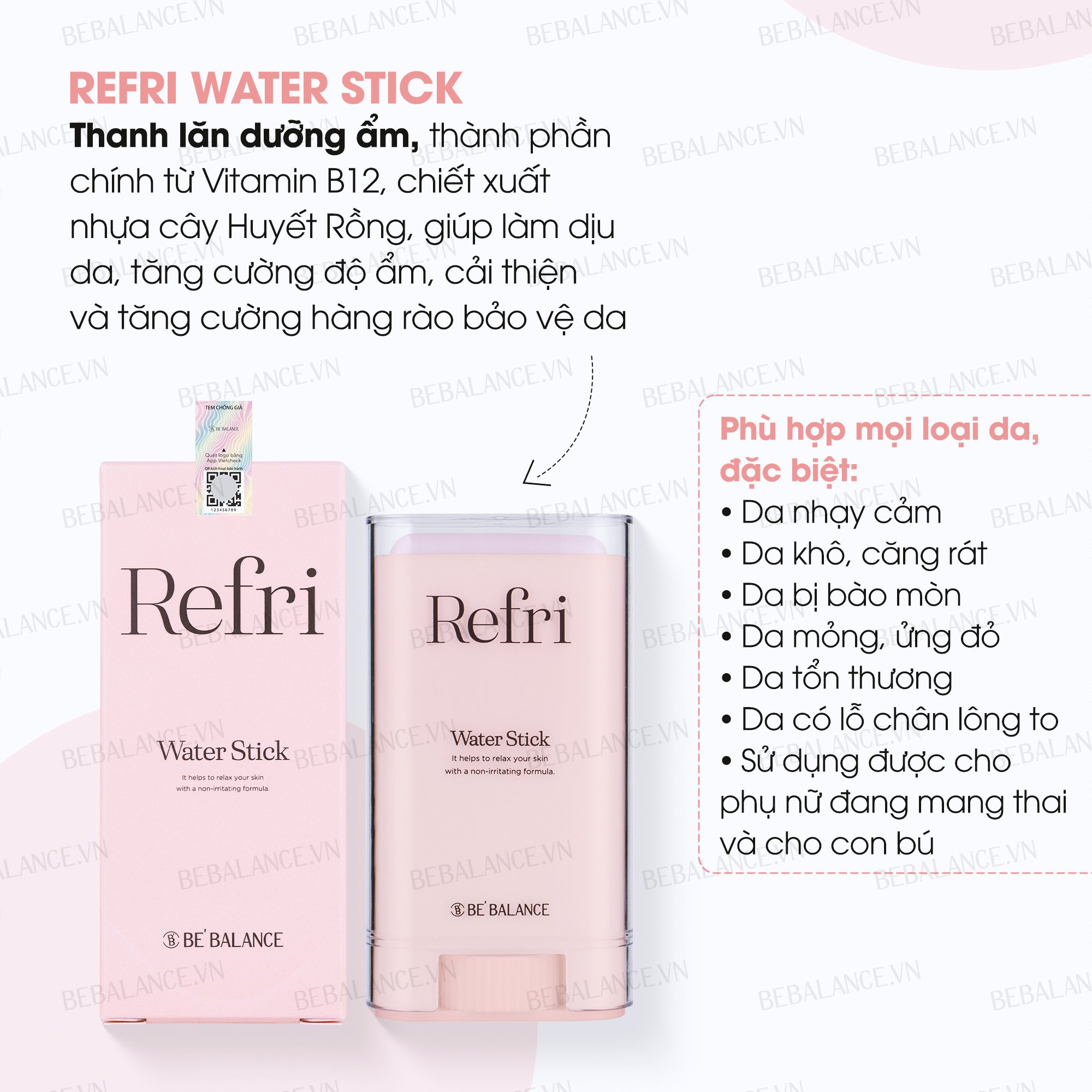 Thanh lăn dưỡng ẩm BEBALANCE Refri Water Stick 20g