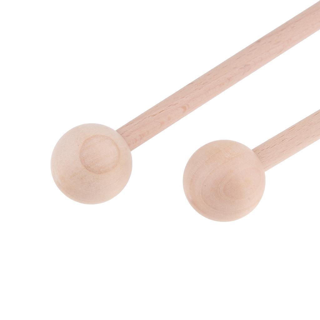 2 Pairs Wood Mallets Percussion Polished Surface Drum Sticks Energy Chime