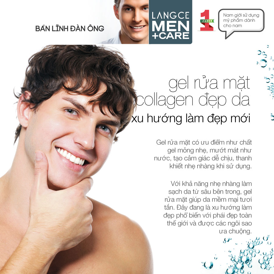 GEL RỬA MẶT COLLAGEN+ ĐẸP DA 100ml - RONG NHO BIỂN - GIỮ ẨM DA LANGCE dành cho Nam