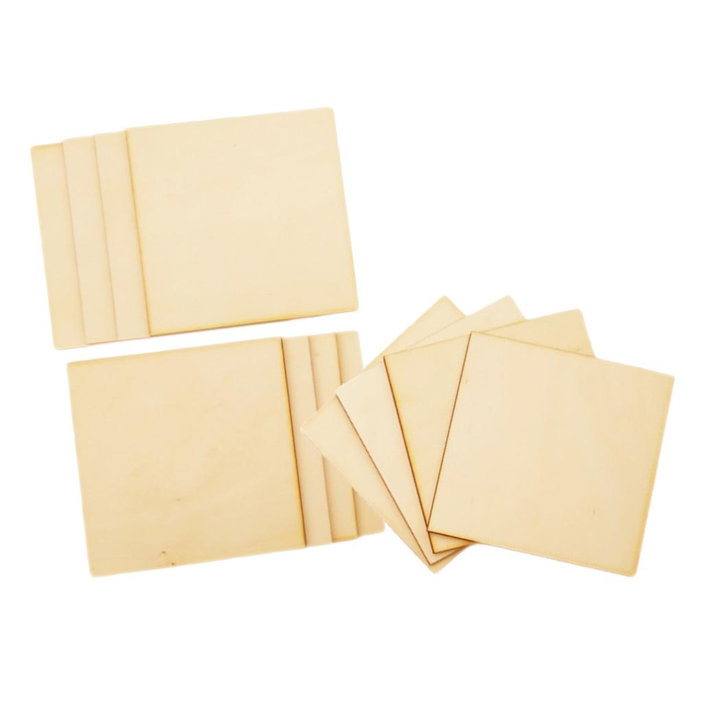 12 Pieces 8cm Wooden Square Shape Ply Blank Craft Squares Wooden Shapes DIY