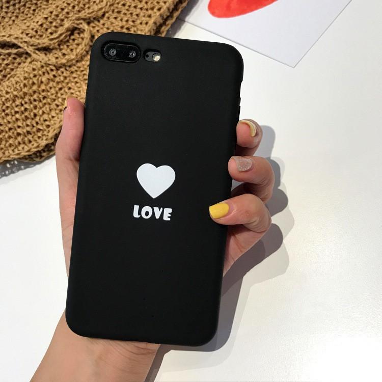 Ốp lưng trái tim love cặp đen đỏ cho Iphone 6-6s-6 plus-6s plus-7-7 plus-8-8 plus