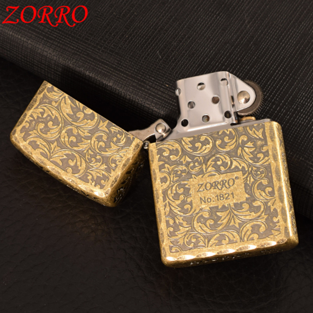 Vỏ Hột Quẹt Bật Lửa Xăng Đá Zorro Z92045B Thiết Kế Đẹp Độc Lạ - Dùng Xăng Bấc Đá Cao Cấp