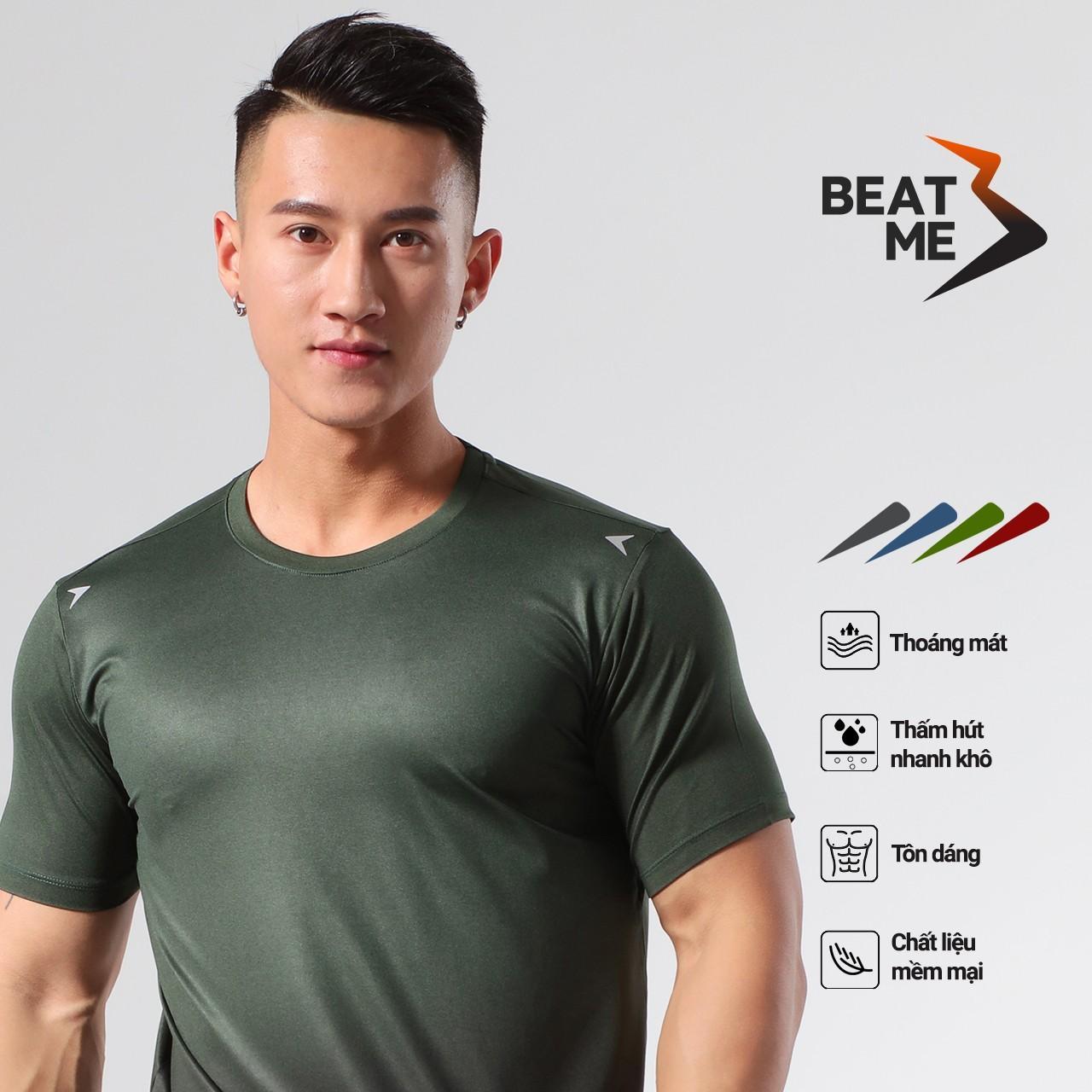 Áo Thun Nam Thể Thao Cổ Tròn Tập Gym Chạy Bộ Beatme Form Body Vái Siêu Mát Màu Xanh Rêu Ombre Thoải Mái Tập Luyện Mùa Hè