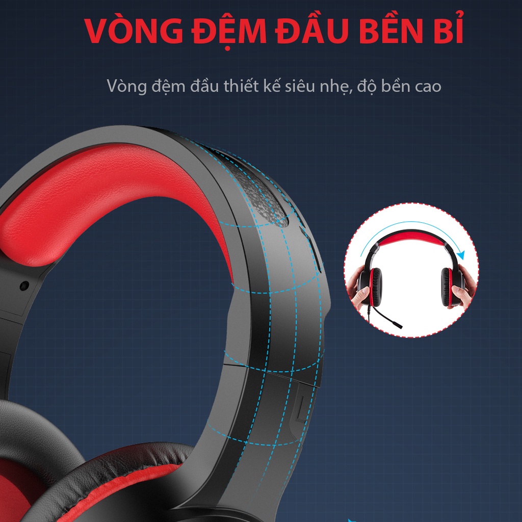 Tai Nghe Gamen GH100 Headphone Chụp Tai Kiểu Dáng Gaming Tùy Chỉnh Microphone - Hàng Chính Hãng