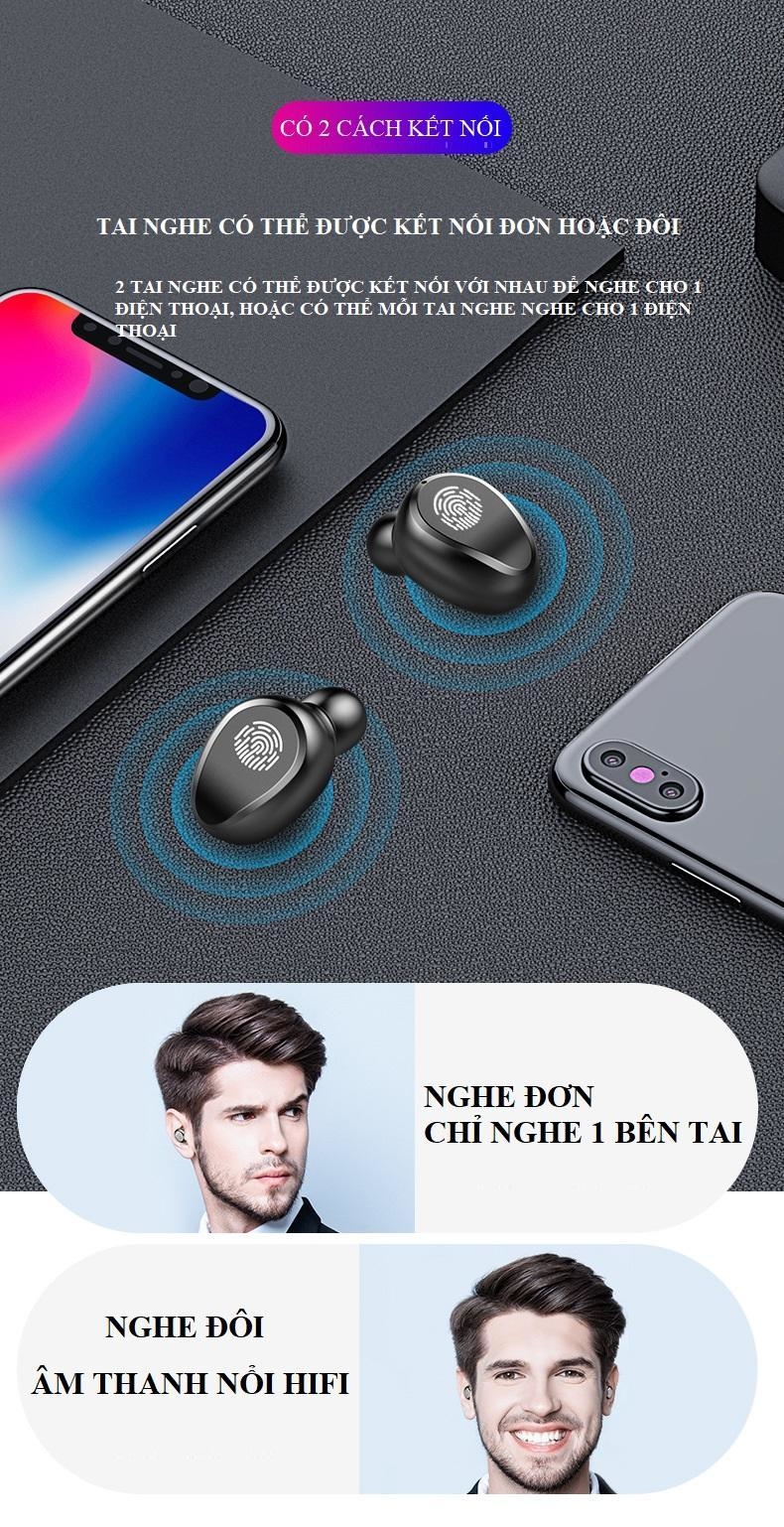 Tai nghe bluetooth F9, âm bass siêu trầm, tích hợp sạc pin dự phòng 2000mah, chống ồn, chống nước