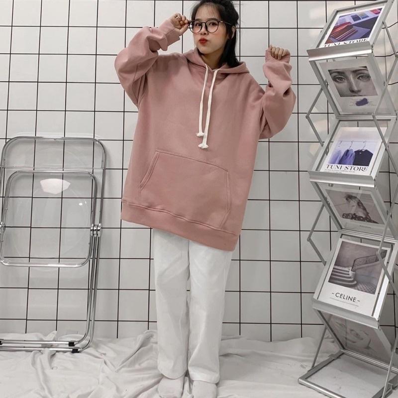 Áo Hoodie Trơn BASIC Form Rộng Vải Nỉ Cotton Lót Bông Unisex Ulzzang