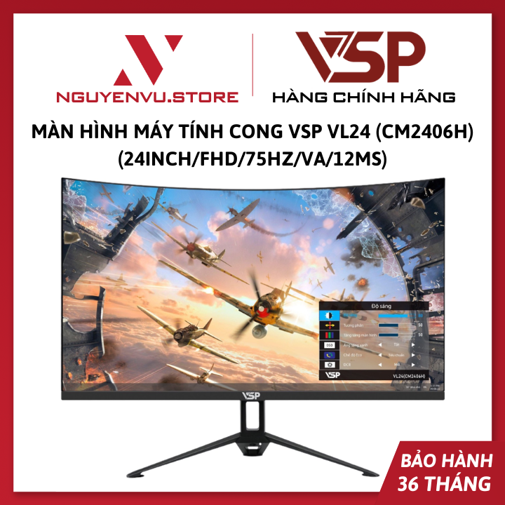 Màn hình máy tính cong VSP VL24 (CM2406H) (24Inch/FHD/75Hz/VA/12ms) - Hàng Chính Hãng