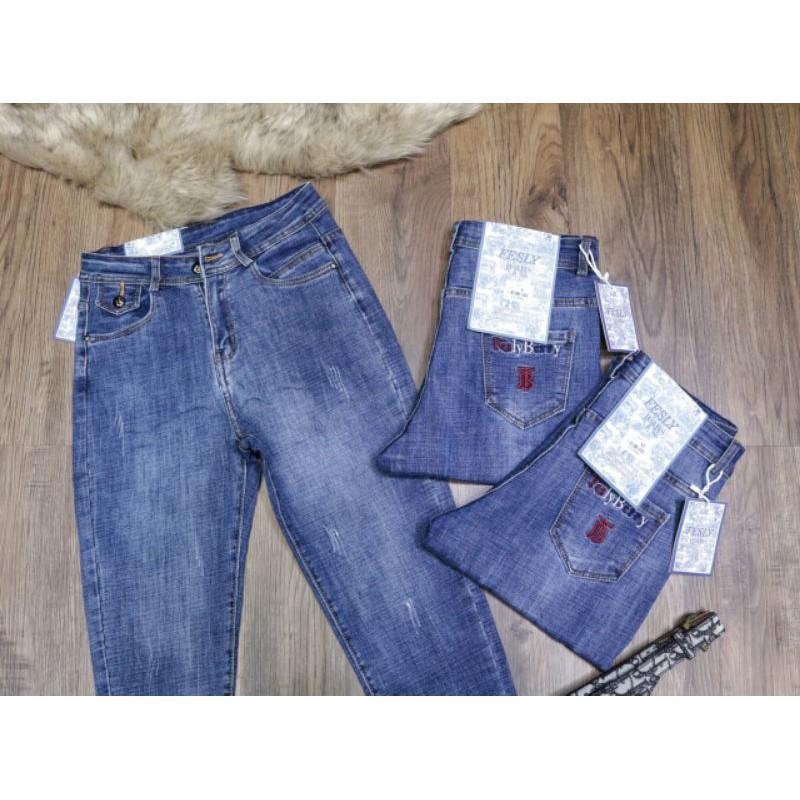 Quần Jeans Nữ Baggy Xước Lưng Cao