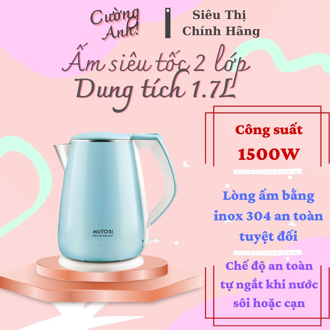 Ấm Siêu Tốc MUTOSI MK-18 1,7L - Hàng Chính Hãng