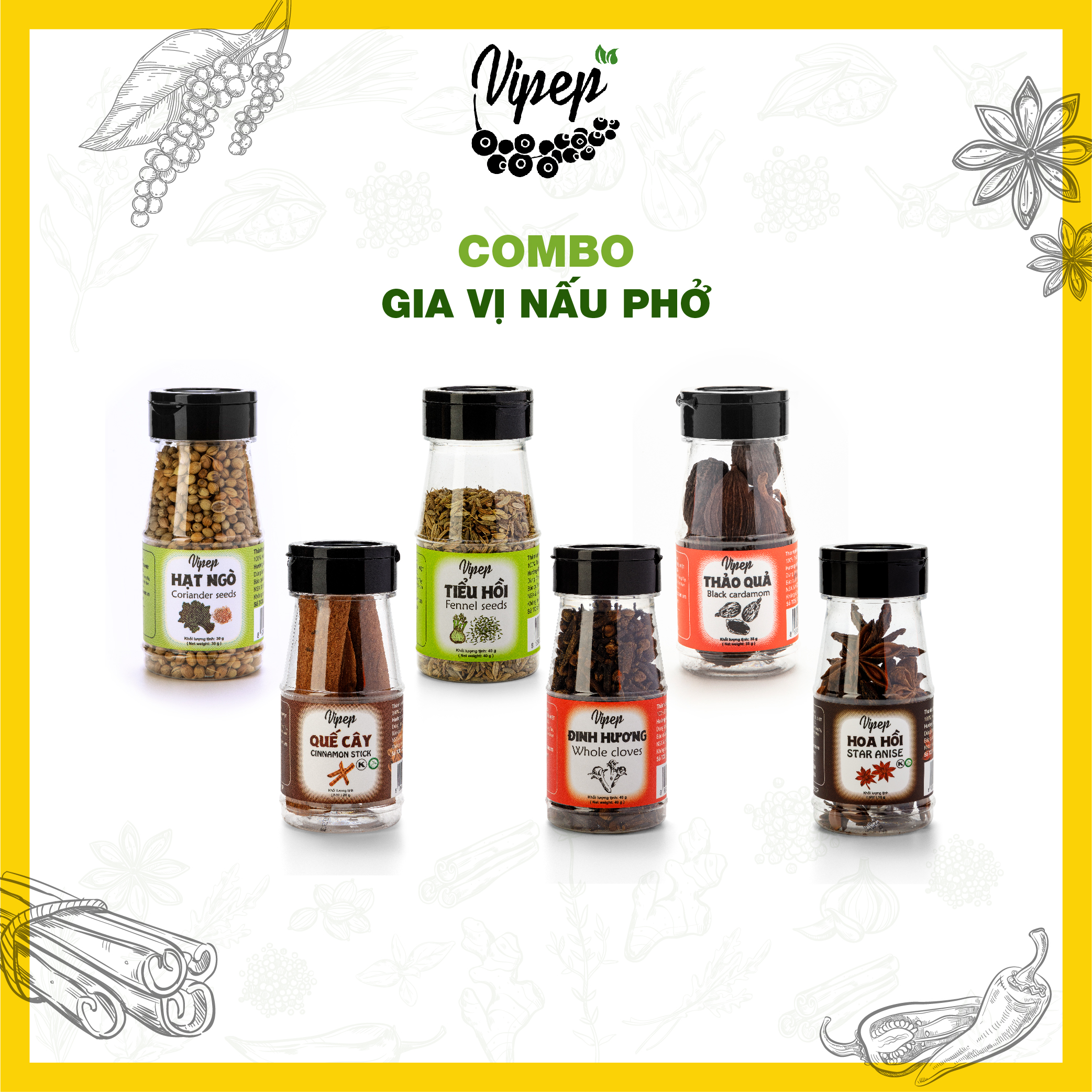 Set Gia vị nấu phở bò - gà Vipep tiện lợi nấu tại nhà