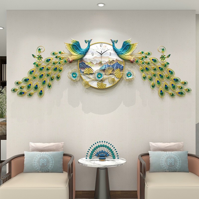 Đồng hồ treo tường trang trí chim công decor CD18 kích thước 180 x 70 cm